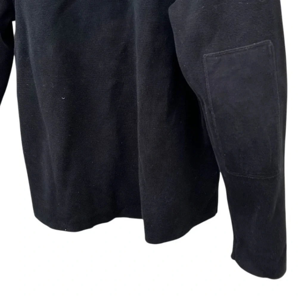 Vintage 90's Banana Republic 1/4 Zip Sweater Men Elbow patch Cotton Black Large‎